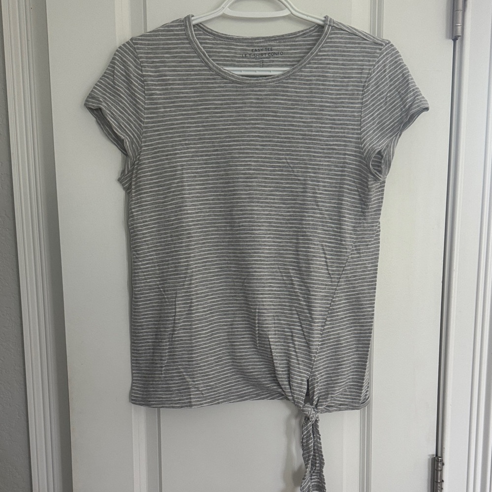 GAP Gray Striped Short Sleeve Tee